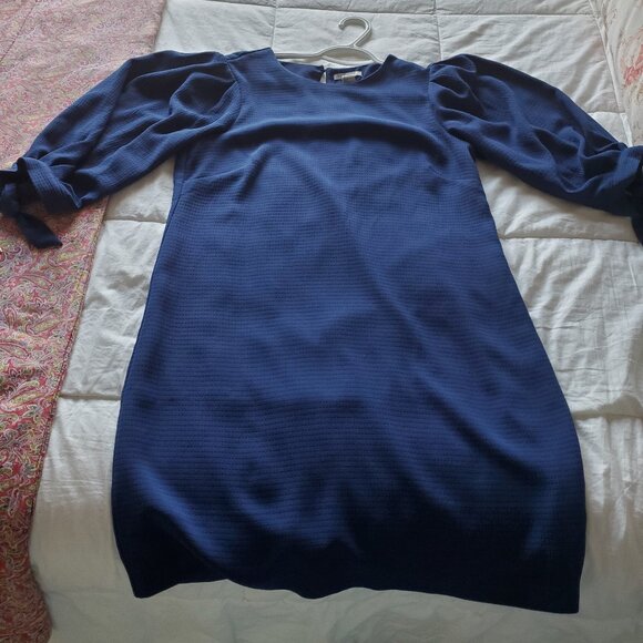 H & M  Dress With Lining And 3/4 Puffy Sleeves That Tie Sz 8 Loose Fit - Picture 10 of 10